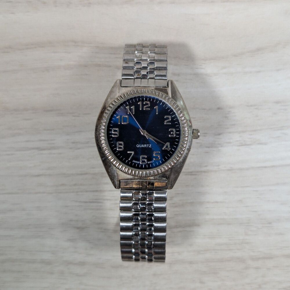Advance Quartz EZC78632W Blue Dial Stainless Steel Watch Japan Mov’t untested